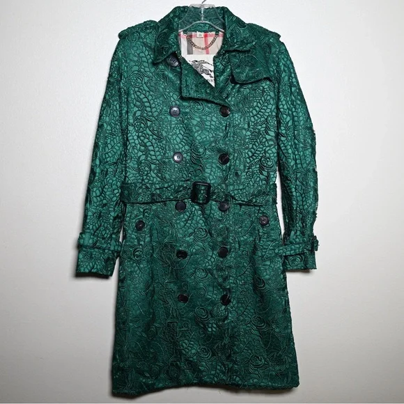 Burberry Emerald Lace Trench Coat - Picture 2 of 13